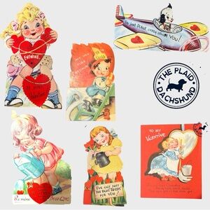 Vintage Set of 6 Valentines Cards